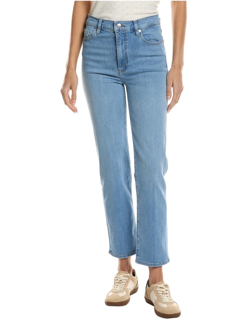 Frame Le Sleek Straight Leg Denim Jeans High Waist Stretchy in Honeymoon